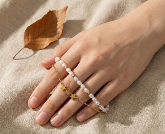 Altın Rengi Bileklik - Yıldızın Sarılışı